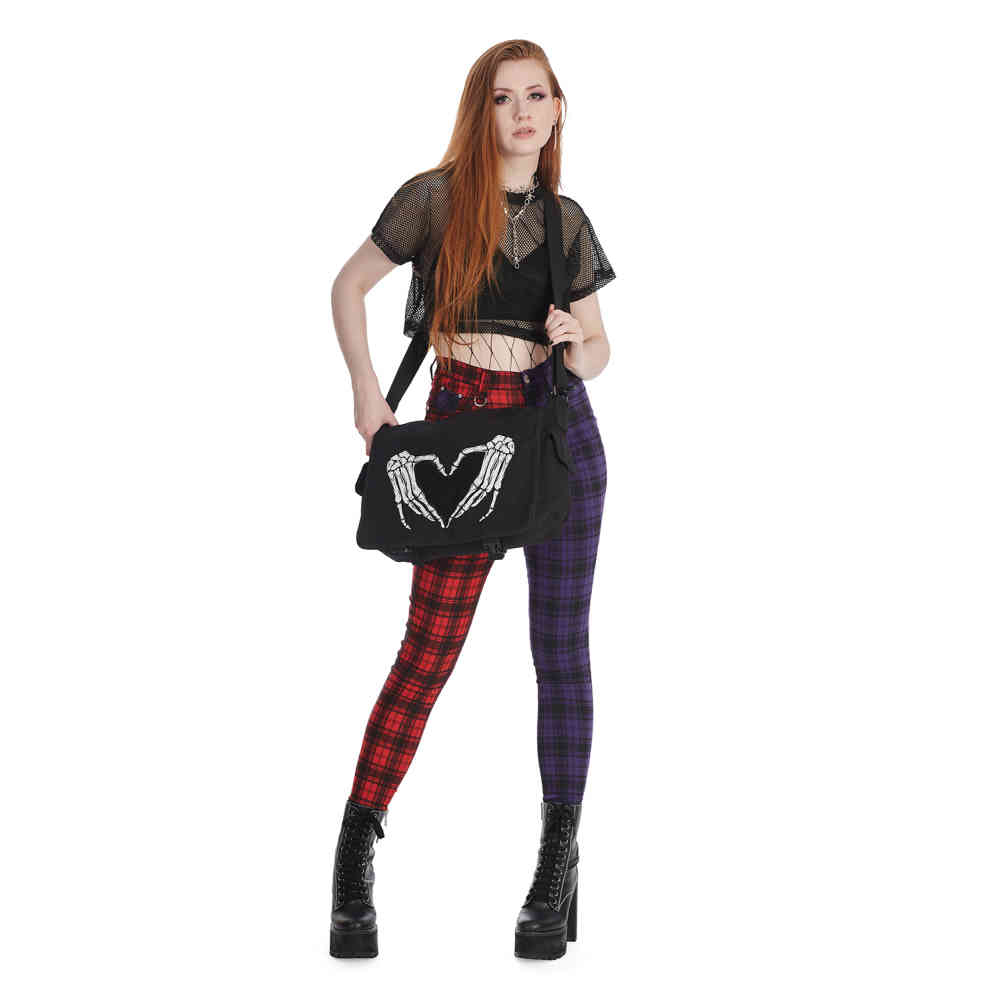 Banned - Tartan Baily Skinny fit broek - Rood/Paars